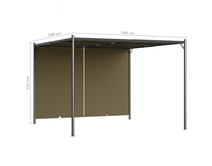 Sonata Градинска пергола с прибиращ се покрив, 3x3 м, таупе, 180 г/м²