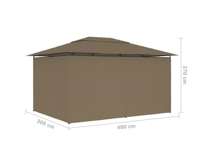 Sonata Градинска шатра със завеси, 4x3 м, таупе, 180 г/м²