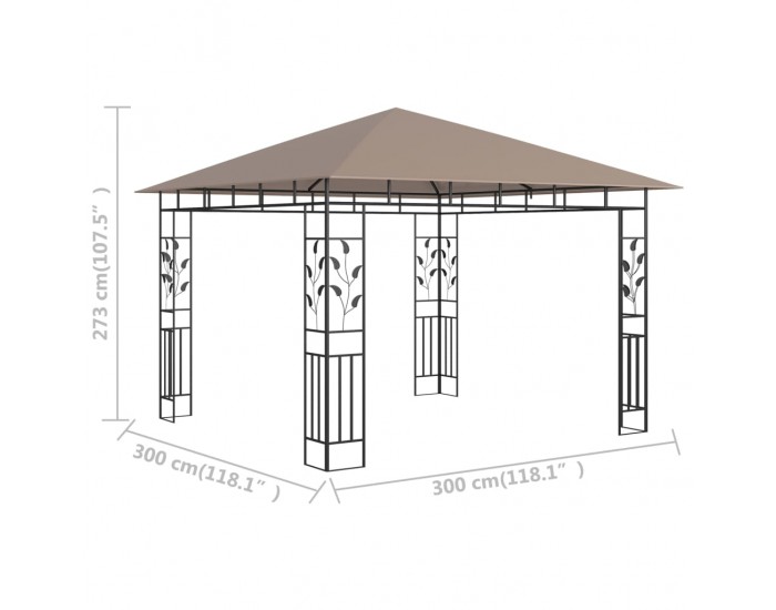 Sonata Шатра с мрежа против комари, 3x3x2,73 м, таупе, 180 г/м²