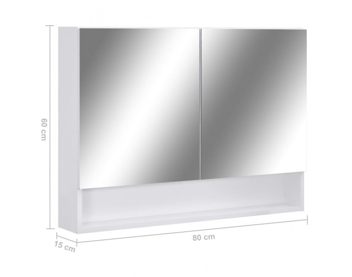 Sonata LED шкаф с огледало за баня, бял, 80x15x60 см, МДФ