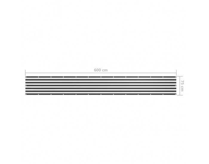 Sonata Балконски параван, антрацит и бяло, 75x600 см, оксфорд плат