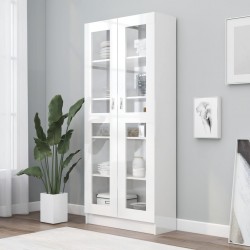 Sonata Шкаф витрина, бял гланц, 82,5x30,5x185,5 см, ПДЧ - Corpuri, vitrine, biblioteci modulare