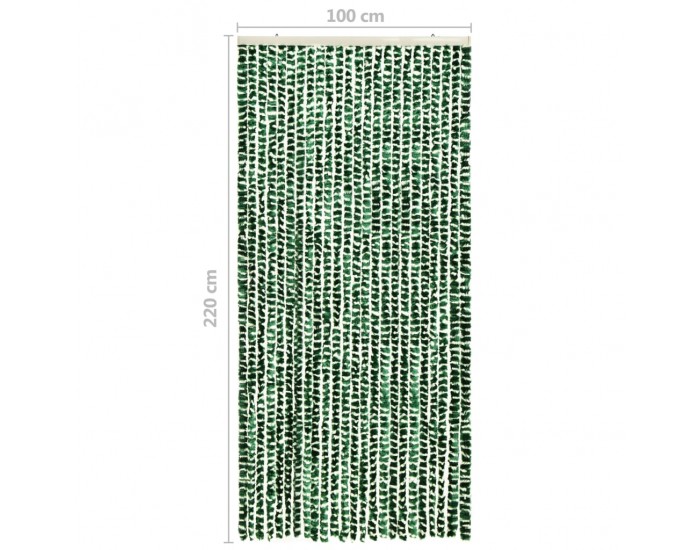 Sonata Завеса против насекоми, зелено и бяло, 100x220 см, шенил