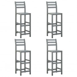 Sonata H Бар табуретки, 4 бр, сиви, акациево дърво масив - Scaune de bar