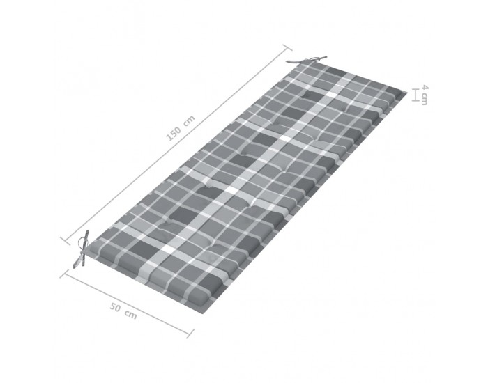 Sonata Възглавница за градинска пейка сиво каре 150x50x4 см плат