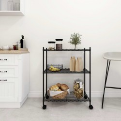 Sonata 3-етажен стелаж за съхранение с колела 60x35x81 см черен 150 кг - Living