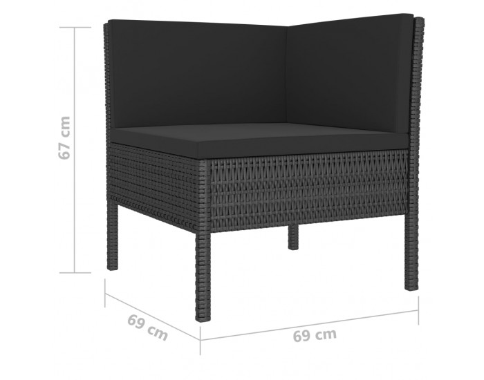 Sonata Set mobilier de grădină cu perne, 6 piese, negru, poliratan