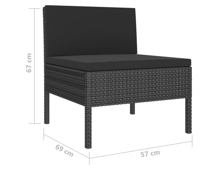 Sonata Set mobilier de grădină cu perne, 6 piese, negru, poliratan