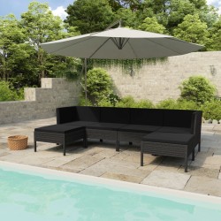 Sonata Set mobilier de grădină cu perne, 6 piese, negru, poliratan
