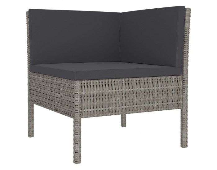 Sonata Set mobilier de grădină cu perne, 9 piese, gri, poliratan