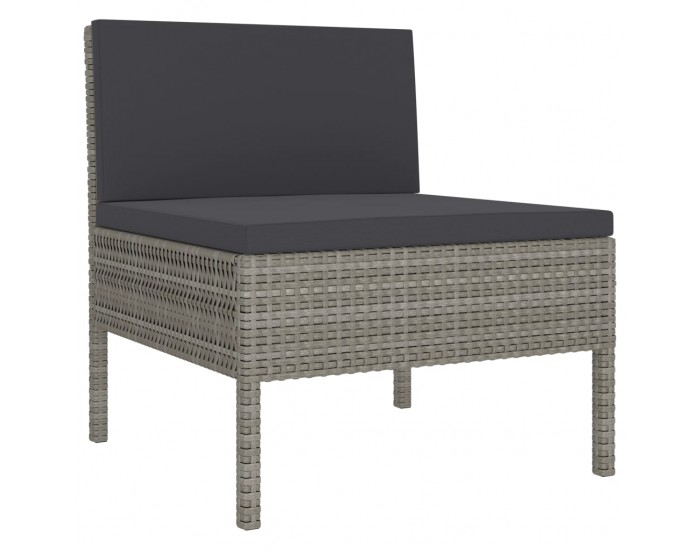 Sonata Set mobilier de grădină cu perne, 9 piese, gri, poliratan
