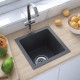 Sonata Ръчно изработена кухненска мивка с цедка, черна, инокс