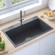 Sonata Ръчно изработена кухненска мивка отвор за смесител черна инокс