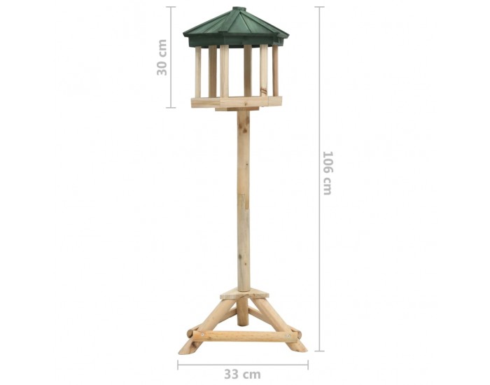 Sonata Стояща хранилка за птици, чамово дърво масив, 33x106 см