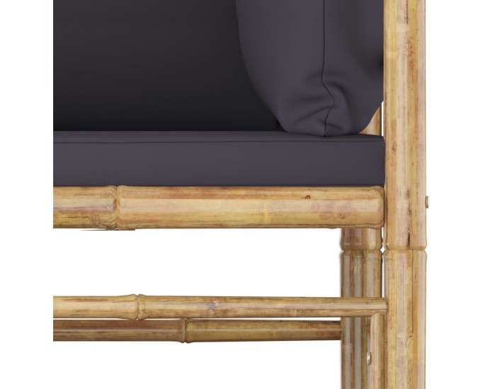 Sonata Set mobilier de grădină cu perne gri închis, 9 piese, bambus