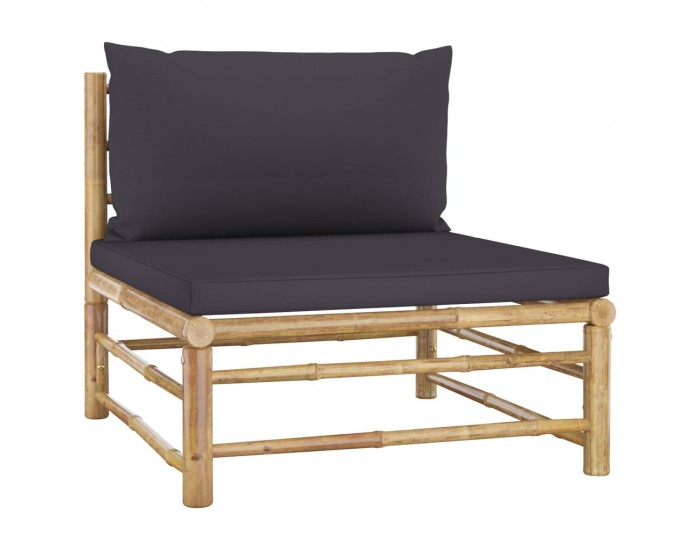Sonata Set mobilier de grădină cu perne gri închis, 9 piese, bambus