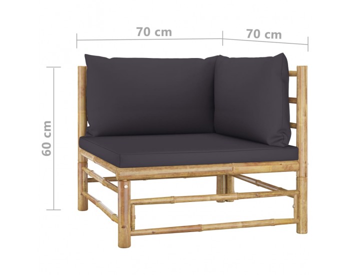 Sonata Set mobilier de grădină cu perne gri închis, 9 piese, bambus