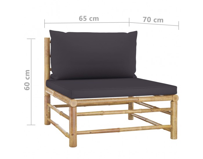 Sonata Set mobilier de grădină cu perne gri închis, 9 piese, bambus
