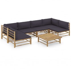 Sonata Градински лаундж комплект тъмносиви възглавници 7 части бамбук - Seturi pentru exterior