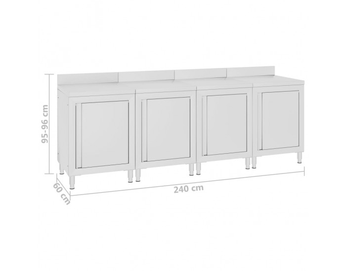 Sonata Търговска работна маса с шкаф 240x60x96 см неръждаема стомана