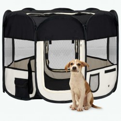 Sonata Сгъваема кучешка кошара с чанта за носене, черна, 90x90x58 см - Animale de companie