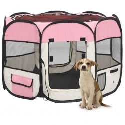 Sonata Сгъваема кучешка кошара с чанта за носене розова 90x90x58 см - Animale de companie
