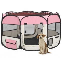 Sonata Сгъваема кучешка кошара с чанта за носене розова 110x110x58 см - Animale de companie