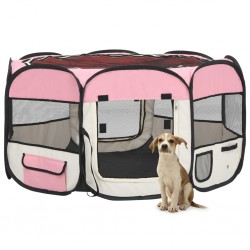 Sonata Сгъваема кучешка кошара с чанта за носене розова 125x125x61 см - Animale de companie