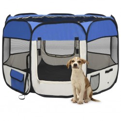Sonata Сгъваема кучешка кошара с чанта за носене, синя, 90x90x58 см - Animale de companie