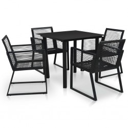 Sonata Градински трапезен комплект, 5 части, PVC ратан, черен - Seturi pentru exterior