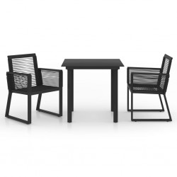 Sonata Градински трапезен комплект, 3 части, PVC ратан, черен - Seturi pentru exterior