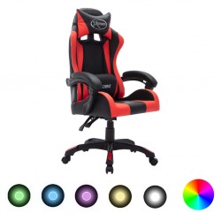 Sonata Геймърски стол RGB LED осветление червено/черно изкуствена кожа - Scaune speciale