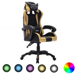 Sonata Геймърски стол RGB LED златисто/черно изкуствена кожа - Scaune speciale