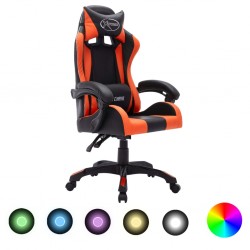Sonata Геймърски стол RGB LED оранжево/черно изкуствена кожа - Scaune speciale