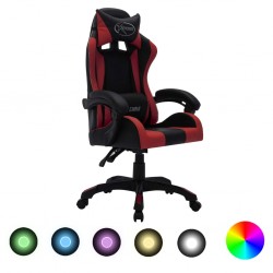 Sonata Геймърски стол RGB LED виненочервено/черно изкуствена кожа - Scaune speciale