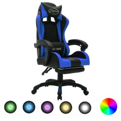 Sonata Геймърски стол RGB LED осветление синьо/черно изкуствена кожа - Scaune speciale