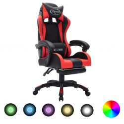 Sonata Геймърски стол RGB LED осветление червено/черно изкуствена кожа - Scaune speciale