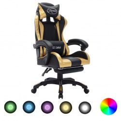 Sonata Геймърски стол RGB LED златисто/черно изкуствена кожа - Scaune speciale