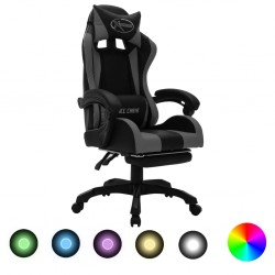 Sonata Геймърски стол RGB LED осветление сиво/черно изкуствена кожа - Scaune speciale