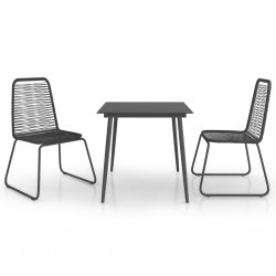 Sonata Градински трапезен комплект, 3 части, PVC ратан, черен - Seturi pentru exterior