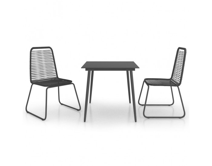 Sonata Градински трапезен комплект, 3 части, PVC ратан, черен