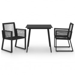 Sonata Градински трапезен комплект, 3 части, PVC ратан, черен - Seturi pentru exterior