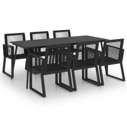 Sonata Градински трапезен комплект, 7 части, PVC ратан, черен - Seturi pentru exterior