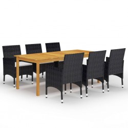Sonata Градински трапезен комплект, 7 части, черен - Seturi pentru exterior