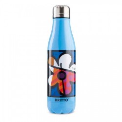 Метална термобутилка синя с рисунка цвете - Romero Britto, 500 мл - Ustensile de bucătărie