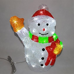 Снежен човек, акрилна фигура - 50 бели LED лампички - Decorațiuni