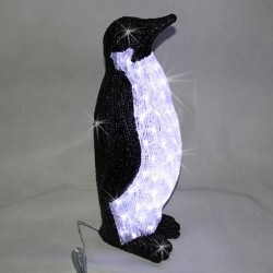 Пингвин, черно и бяло, акрилна фигура - 80 бели LED лампички - Decorațiuni sezoniere și de sărbători
