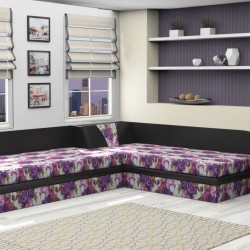 Ъглови легла с матраци-dst 82/190, Purple rose с черна кожа - Cameră copii