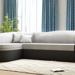 Ъглов диван Leo-dst, черно+сиво - Mobilier tapițat