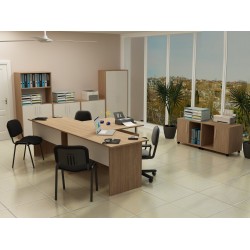 Birou mobilier 3-dst, stejar amber și bej